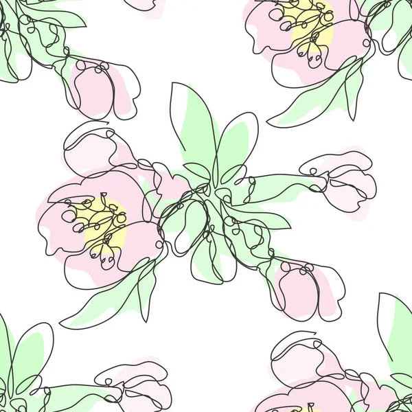 Élégant Motif Sans Couture Avec Des Fleurs Sakura Fleur Cerisier — Image vectorielle