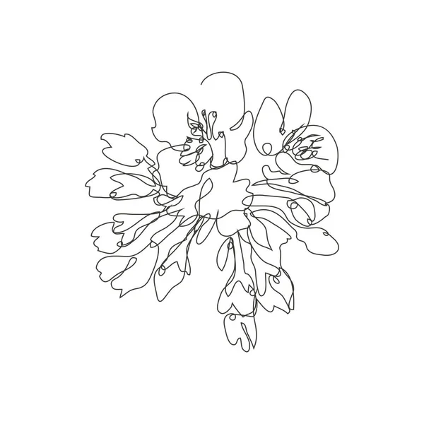 Decorative hand drawn cherry blossom sakura flowers, design element. Can be used for cards, invitations, banners, posters, print design. Continuous line art style — Stock Illustration Decorative Hand Drawn Cherry Blossom Sakura Flowers Design Element Can Stock Vector