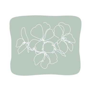 Dekoratif el çizimi sardunya çiçeği, tasarım elementi. Kartlar, davetiyeler, afişler, posterler, baskı tasarımı için kullanılabilir. Aralıksız çizgi sanatı