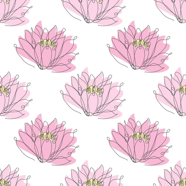 Élégant Motif Sans Couture Avec Des Fleurs Lotus Des Éléments — Image vectorielle