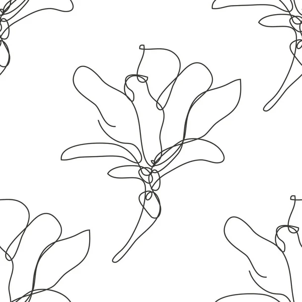 Elegante Naadloze Patroon Met Magnolia Bloemen Design Elementen Bloemen Patroon — Stockvector