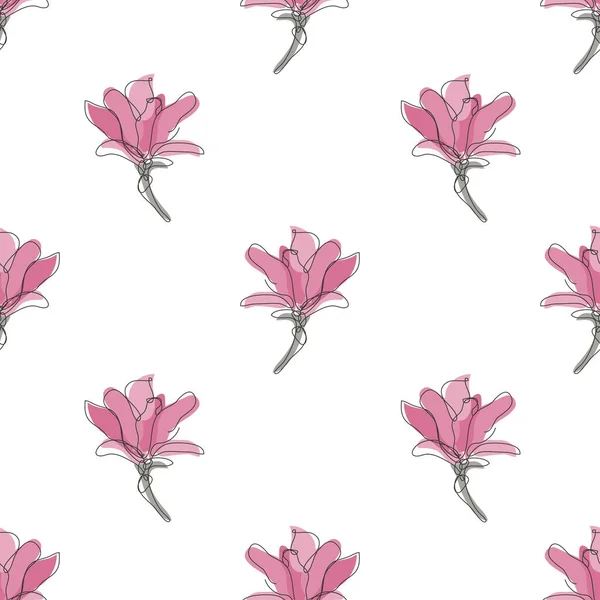 Elegantes Nahtloses Muster Mit Magnolienblüten Designelementen Blumenmuster Für Einladungen Karten — Stockvektor