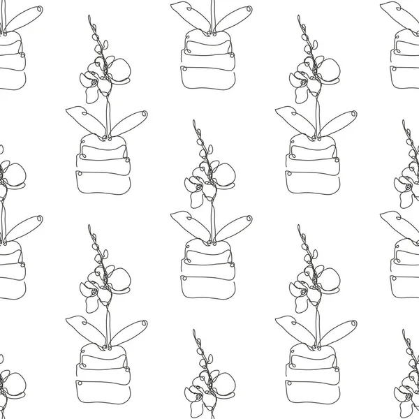 Elegantes Nahtloses Muster Mit Orchideenblüten Designelementen Blumenmuster Für Einladungen Karten — Stockvektor