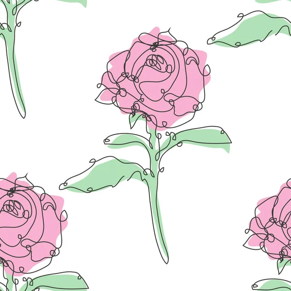 Élégant Motif Sans Couture Avec Des Fleurs Roses Des Éléments — Image vectorielle