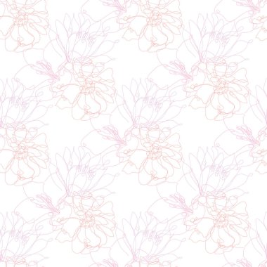 Çiçekli, tasarım elementli zarif, pürüzsüz bir desen. Davetiyeler için çiçek deseni, kartlar, baskı, hediye paketi, imalat, tekstil, kumaş, duvar kağıtları. Aralıksız çizgi sanatı