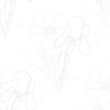 Çiçekli, tasarım elementli zarif, pürüzsüz bir desen. Davetiyeler için çiçek deseni, kartlar, baskı, hediye paketi, imalat, tekstil, kumaş, duvar kağıtları. Aralıksız çizgi sanatı