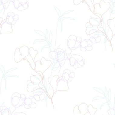 Bambu, gingko ve pamuklu zarif ve pürüzsüz desen, tasarım elementleri. Davetiyeler için çiçek deseni, kartlar, baskı, hediye paketi, imalat, tekstil, kumaş, duvar kağıtları. Aralıksız çizgi sanatı