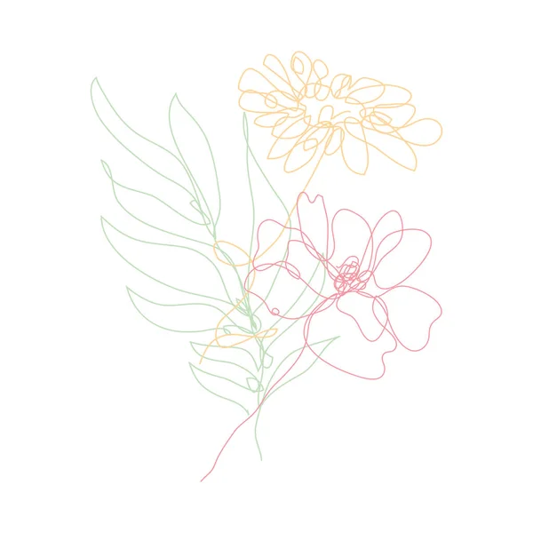 Fleurs Décoratives Dessinées Main Pavot Camomille Élément Design Peut Être — Image vectorielle
