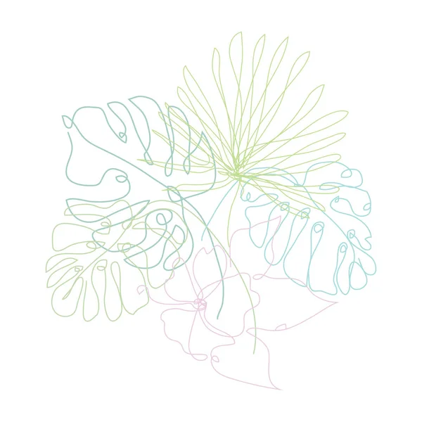 Mão Decorativa Desenhado Folhas Tropicais Hibisco Elementos Design Pode Ser —  Vetores de Stock