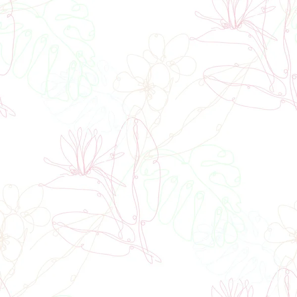 Élégant Motif Sans Couture Avec Plumeria Fleurs Strelitzia Éléments Design — Image vectorielle