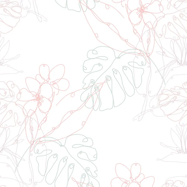 Élégant Motif Sans Couture Avec Plumeria Fleurs Strelitzia Éléments Design — Image vectorielle