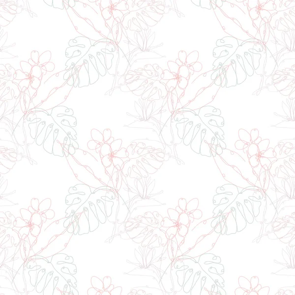 Élégant Motif Sans Couture Avec Plumeria Fleurs Strelitzia Éléments Design — Image vectorielle