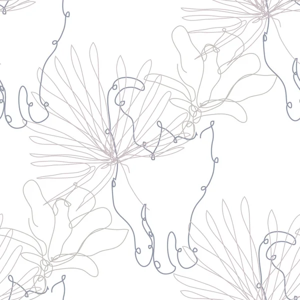 Élégant Motif Sans Couture Avec Chats Fleurs Éléments Design Motif — Image vectorielle