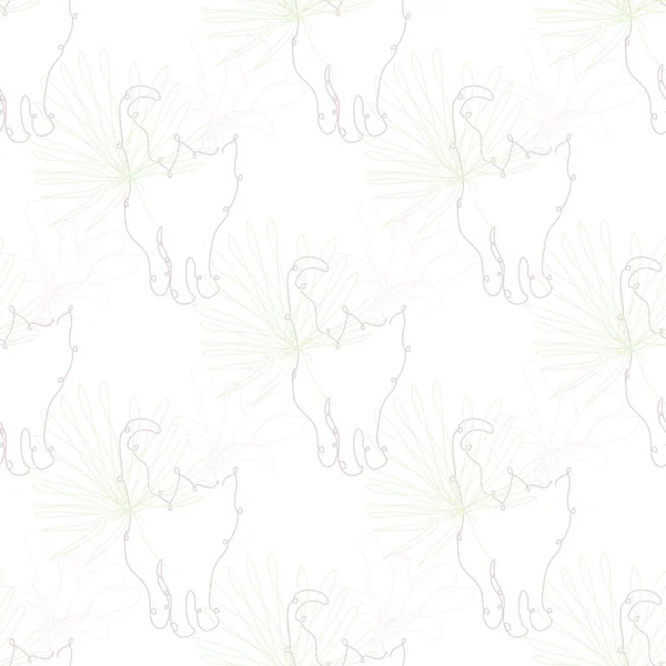Елегантний Безшовний Візерунок Кішками Квітами Елементи Дизайну Квітковий Візерунок Запрошень — стоковий вектор