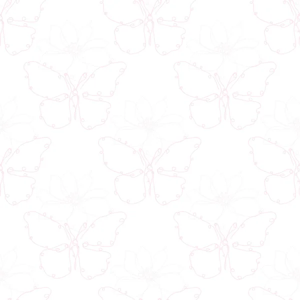Κομψό Μοτίβο Χωρίς Ραφή Πεταλούδες Και Ανεμώνες Σχεδιαστικά Στοιχεία Floral — Διανυσματικό Αρχείο