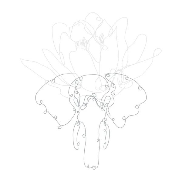 装飾的な手の象やハスの花 デザイン要素を描いた カード 招待状 バナー ポスター 印刷デザインに使用できます 連続線画形式 — ストックベクタ