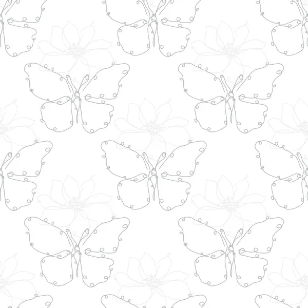 Elegantní Bezešvý Vzor Motýly Sasankami Designové Prvky Květinový Vzor Pro — Stockový vektor