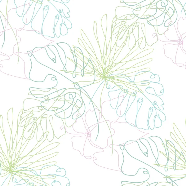 Elegant Seamless Pattern Monstera Hibiscus Flowers Design Elements Floral Pattern — Stock Vector