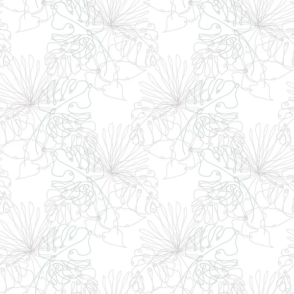 Elegante Naadloze Patroon Met Monstera Hibiscus Bloemen Design Elementen Bloemen — Stockvector