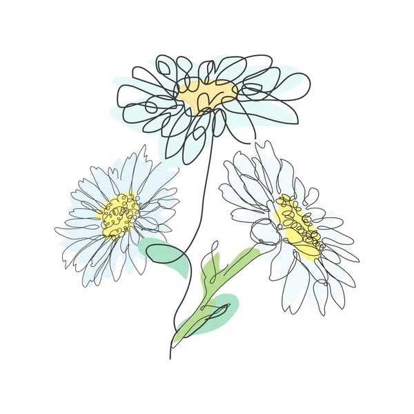 Διακοσμητικά Χειροποίητα Λουλούδια Χαμομηλιού Σχεδιαστικά Στοιχεία Μπορεί Χρησιμοποιηθεί Για Κάρτες — Διανυσματικό Αρχείο