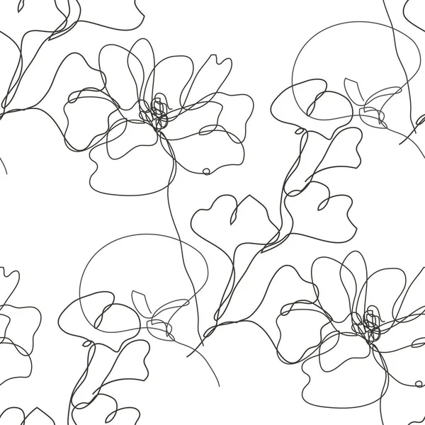 デザイン要素とエレガントなシームレスなパターン 招待状 カード ギフトラップ ファブリック 壁紙のための花のパターン 連続線画形式 — ストックベクタ