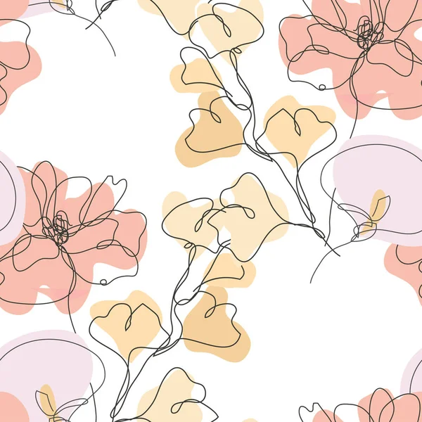 Κομψό Μοτίβο Χωρίς Ραφή Παπαρούνα Calla Gingko Στοιχεία Σχεδιασμού Floral — Διανυσματικό Αρχείο