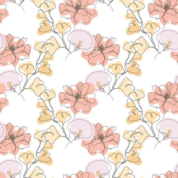 Élégant Motif Sans Couture Avec Coquelicot Calla Gingko Éléments Design — Image vectorielle