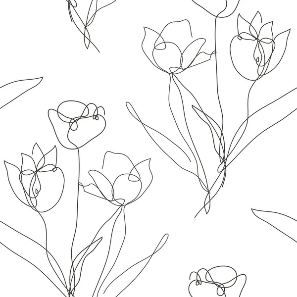 Elegáns Varrat Nélküli Minta Tulipánvirágokkal Design Elemekkel Virágmintás Meghívók Kártyák — Stock Vector