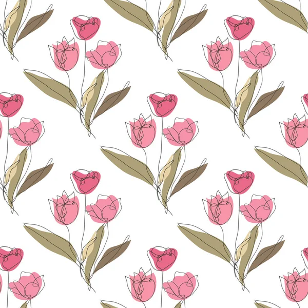 Elegantní Bezešvý Vzor Tulipánovými Květy Designové Prvky Květinový Vzor Pro — Stockový vektor