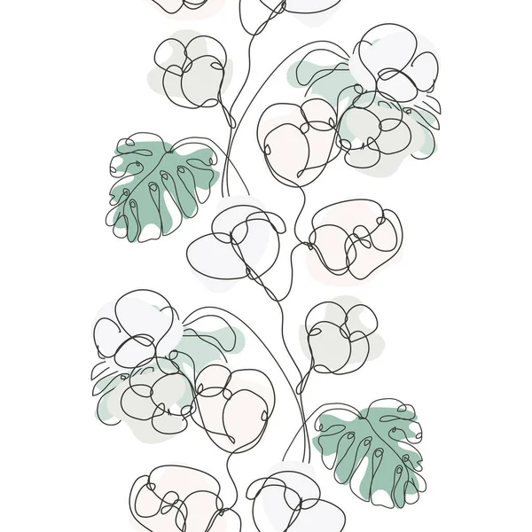 Elegant Seamless Pattern Cotton Monstera Design Elements Floral Pattern Invitations — Stock Vector