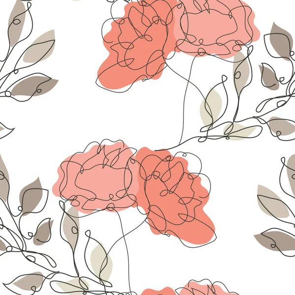 Elegante Patrón Sin Costuras Con Flores Rosas Hojas Elementos Diseño — Vector de stock