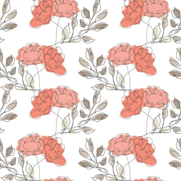 Élégant Motif Sans Couture Avec Des Fleurs Des Feuilles Rose — Image vectorielle