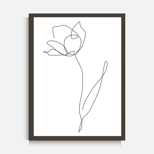 Dekorative Kontinuierliche Linienzeichnung Tulpenblume Gestaltungselement Kann Für Wanddrucke Karten Einladungen — Stockvektor