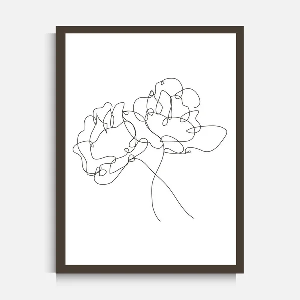 Dekorative Durchgehende Linienzeichnung Rosenblüten Gestaltungselemente Kann Für Wanddrucke Karten Einladungen — Stockvektor
