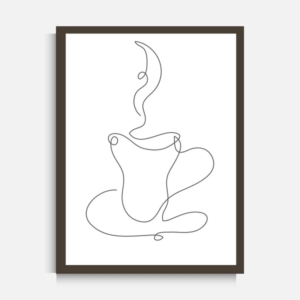 Dekoratív Folyamatos Vonal Rajz Kávé Tea Csésze Design Elem Használható — Stock Vector