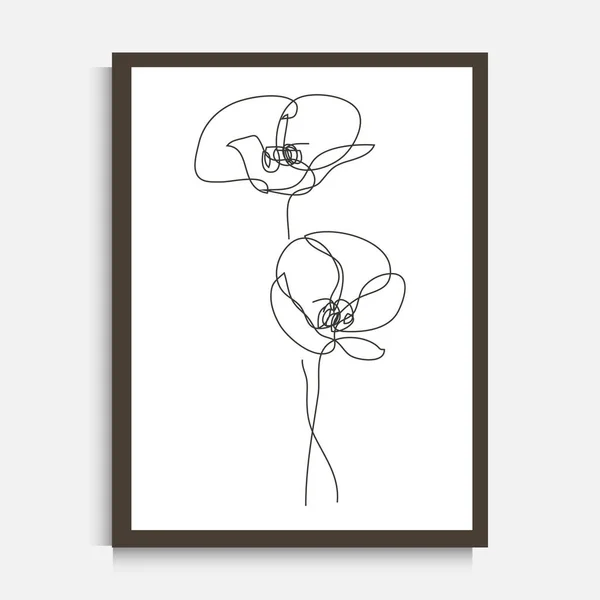 Dekorative Durchgehende Linie Zeichnung Mohnblumen Design Elemente Kann Für Wanddrucke — Stockvektor
