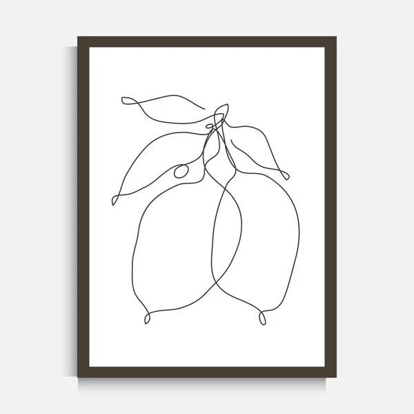 Línea Continua Decorativa Dibujando Frutas Limón Elementos Diseño Puede Utilizar — Vector de stock
