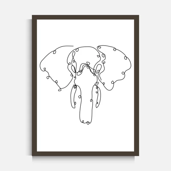 Decoratieve Continue Lijn Tekening Olifant Design Element Kan Gebruikt Worden — Stockvector