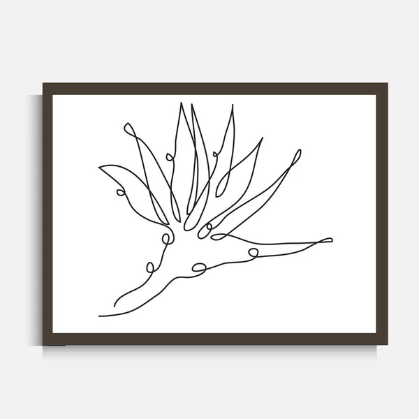 Dekoratif Sürekli Çizgi Çizimi Strelitzia Çiçeği Tasarım Unsuru Duvar Baskıları — Stok Vektör