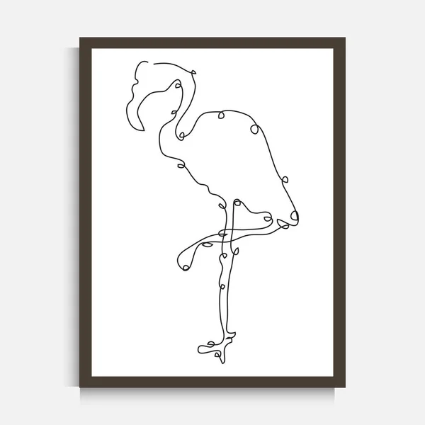 Декоративный Непрерывный Рисунок Линии Фламинго Элемент Дизайна Можно Использовать Настенной — стоковый вектор