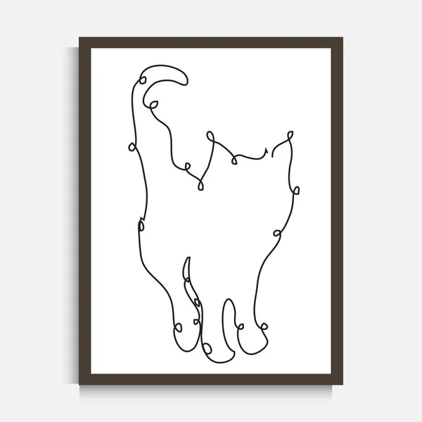 Декоративна Безперервна Лінія Малювання Кішки Елемент Дизайну Може Використовуватися Настінних — стоковий вектор