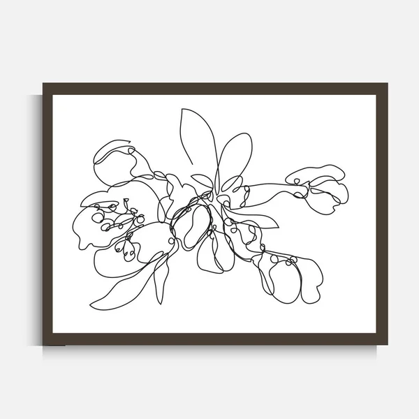 Decorativo Línea Continua Dibujo Flores Sakura Elemento Diseño Puede Utilizar — Vector de stock