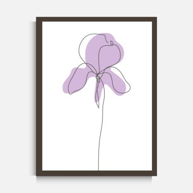 Süslü çizgili süs çiçeği, tasarım elementi. Duvar baskıları, kartlar, davetiyeler, afişler, posterler, baskı tasarımı için kullanılabilir. Minimalist çizgi sanatı. Duvar dekoru