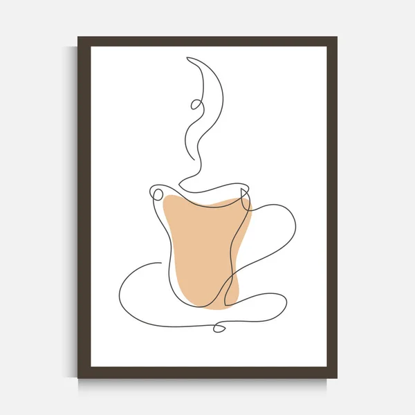 Línea Continua Decorativa Dibujo Taza Café Elemento Diseño Puede Utilizar — Archivo Imágenes Vectoriales