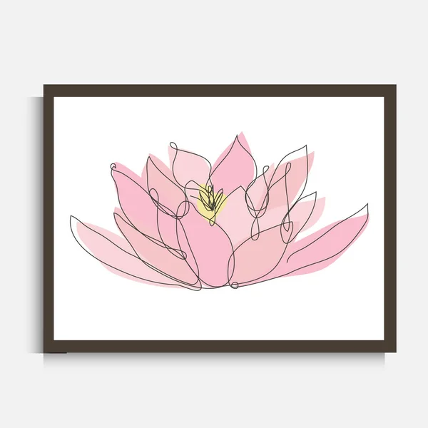 Línea Continua Decorativa Dibujo Flor Loto Elemento Diseño Puede Utilizar — Vector de stock