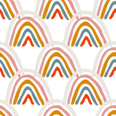 Gökkuşağı ve tasarım elementleri olan soyut, pürüzsüz desen. Davetiyeler, kartlar, baskılar, hediye paketi, imalat, tekstil, kumaş, duvar kağıtları, kırtasiye için çağdaş sanat deseni