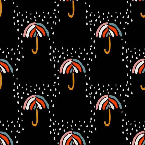 Motif Abstrait Sans Couture Avec Parapluies Sous Pluie Éléments Design — Image vectorielle