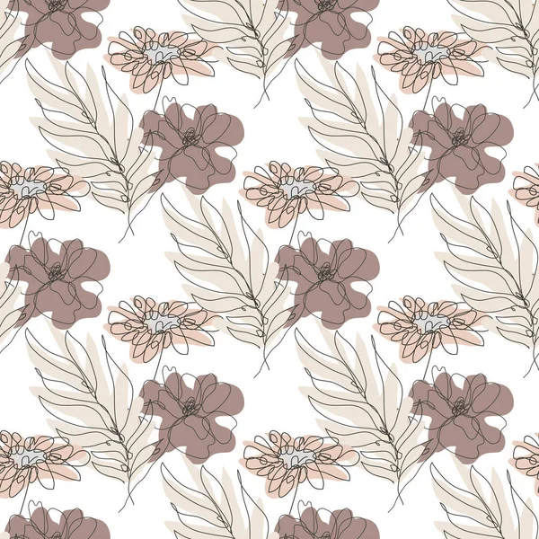 Elegant Seamless Pattern Poppy Chamomile Flowers Design Elements Floral Pattern — Stock Vector