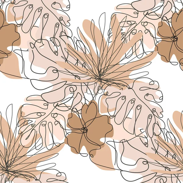 Élégant Motif Sans Couture Avec Hibiscus Feuilles Éléments Design Motif — Image vectorielle