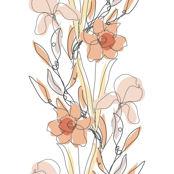 Κομψό Μοτίβο Χωρίς Ραφή Νάρκισσους Και Λουλούδια Ίριδας Σχεδιαστικά Στοιχεία — Διανυσματικό Αρχείο